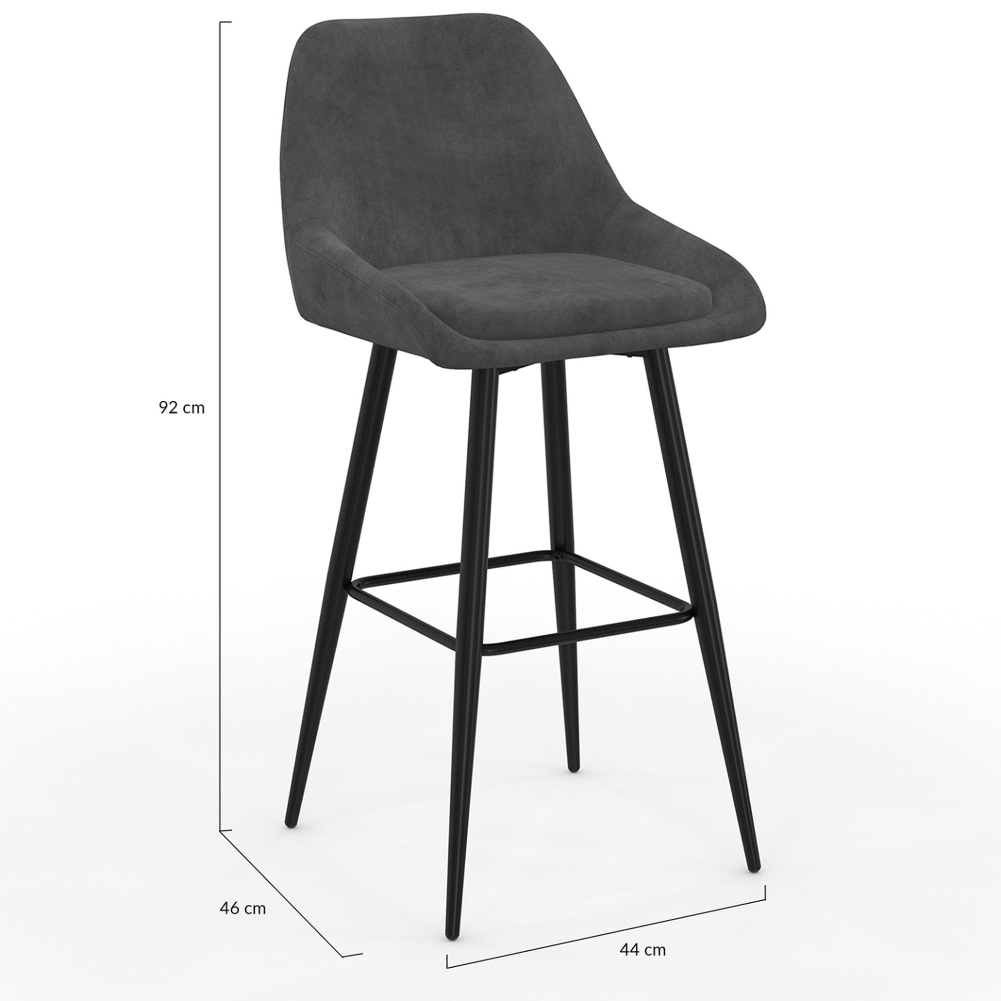 Voir la diapositive 5 : ID MARKET Lot de 4 tabourets de bar thalya en velours gris foncé avec demi-accoudoirs