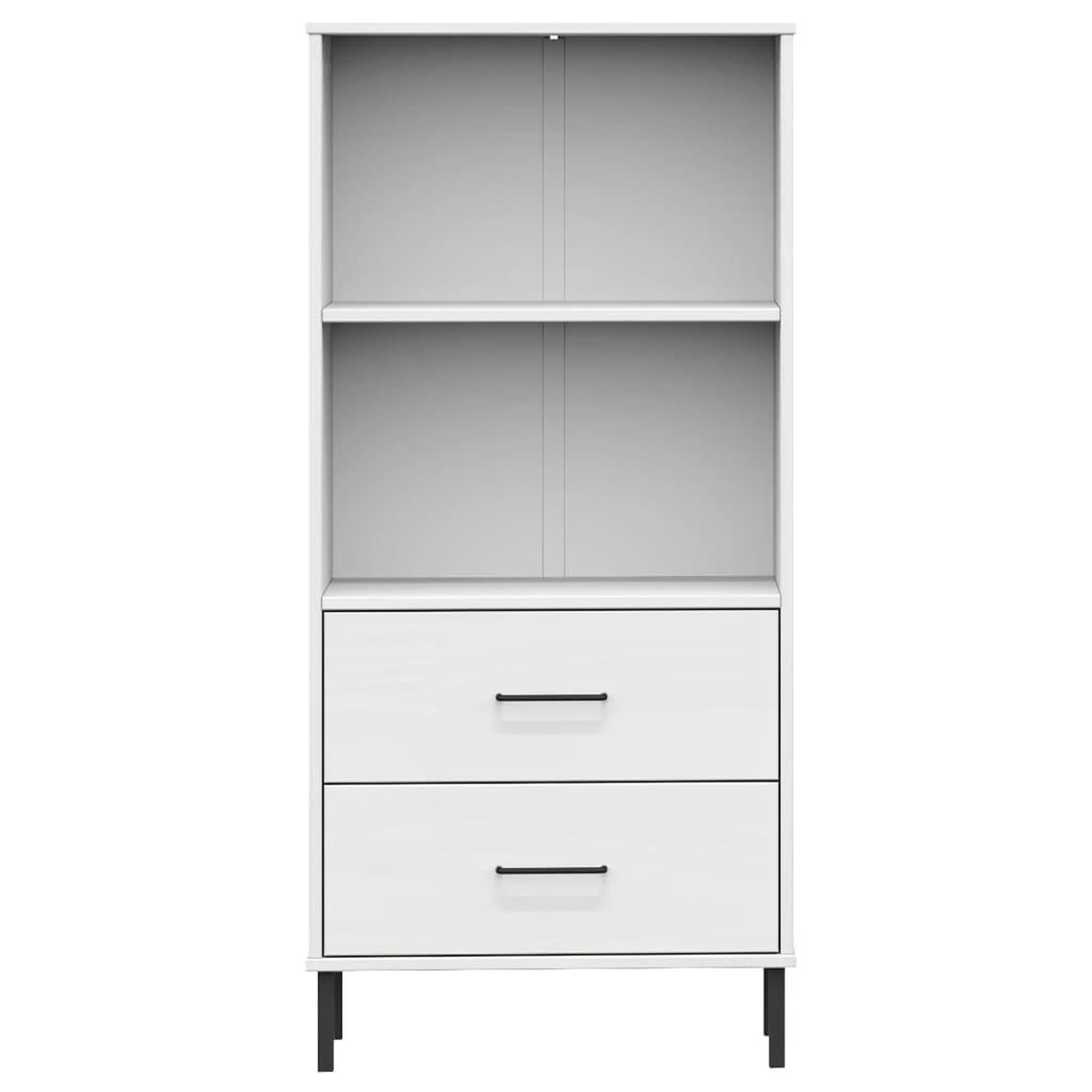 Voir la diapositive 4 : VIDAXL Bibliotheque a 2 tiroirs Blanc 60x35x128,5 cm Bois massif OSLO