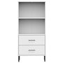 Voir la diapositive 4 : VIDAXL Bibliotheque a 2 tiroirs Blanc 60x35x128,5 cm Bois massif OSLO