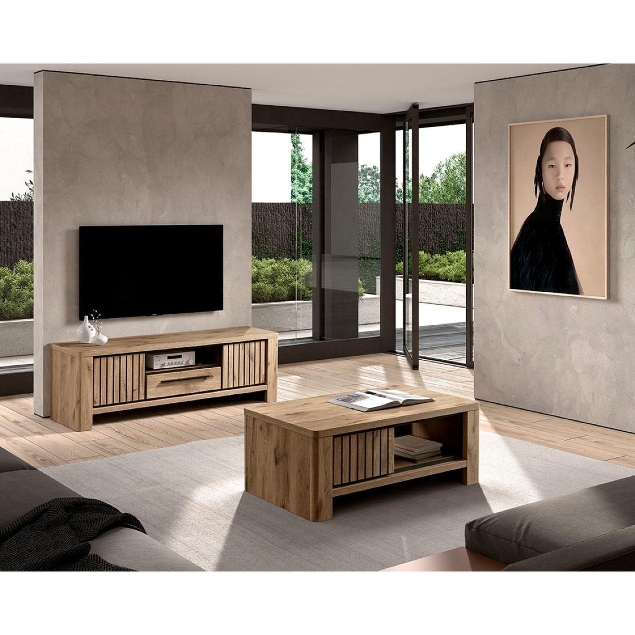 Voir la diapositive 3 : JLC KREATION Grand meuble tv industriel 170cm santorini