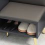 Voir la diapositive 5 : HOMCOM Meuble chaussures banc à chaussures style art déco placard niche banquette assise dossier PU acier doré panneaux gris