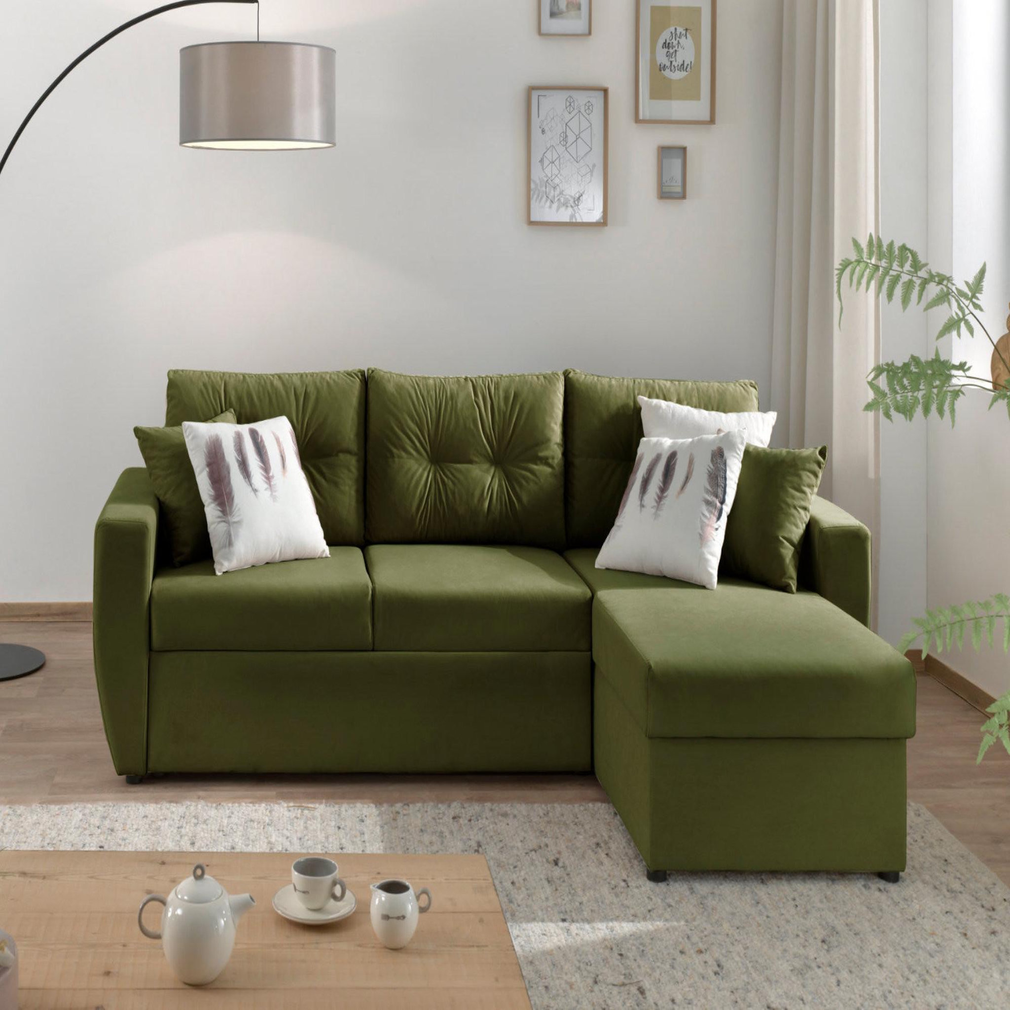 Voir la diapositive 2 : BEST MOBILIER Astoria - canapé d'angle réversible - convertible avec coffre - style contemporain- 4 places