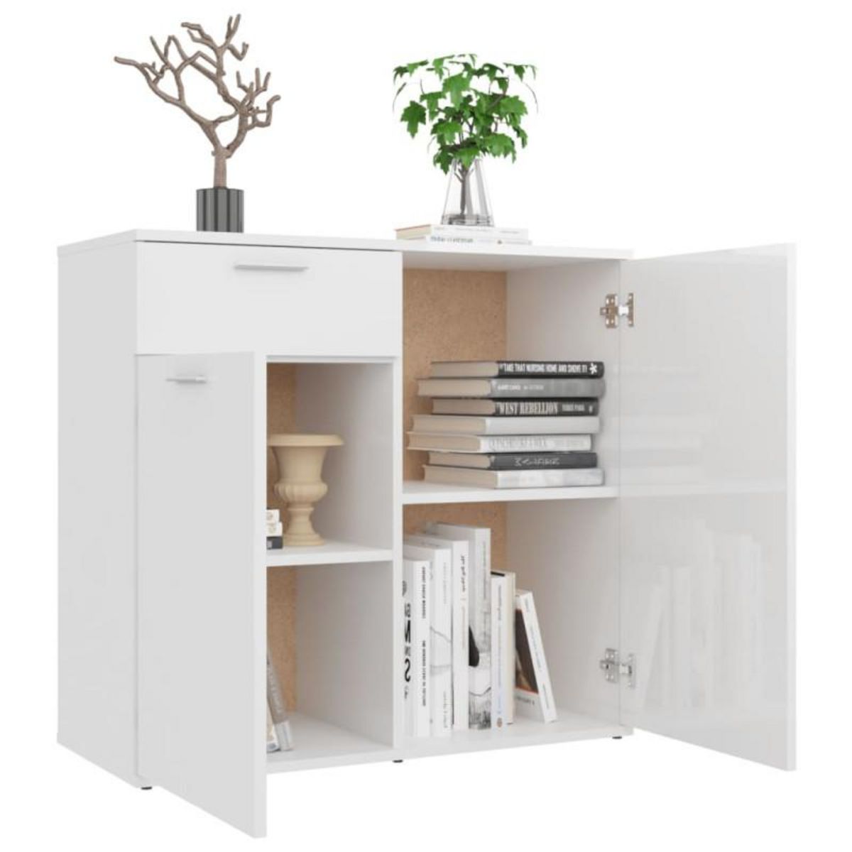 VIDAXL Buffet blanc brillant 80x36x75 cm bois d ingénierie