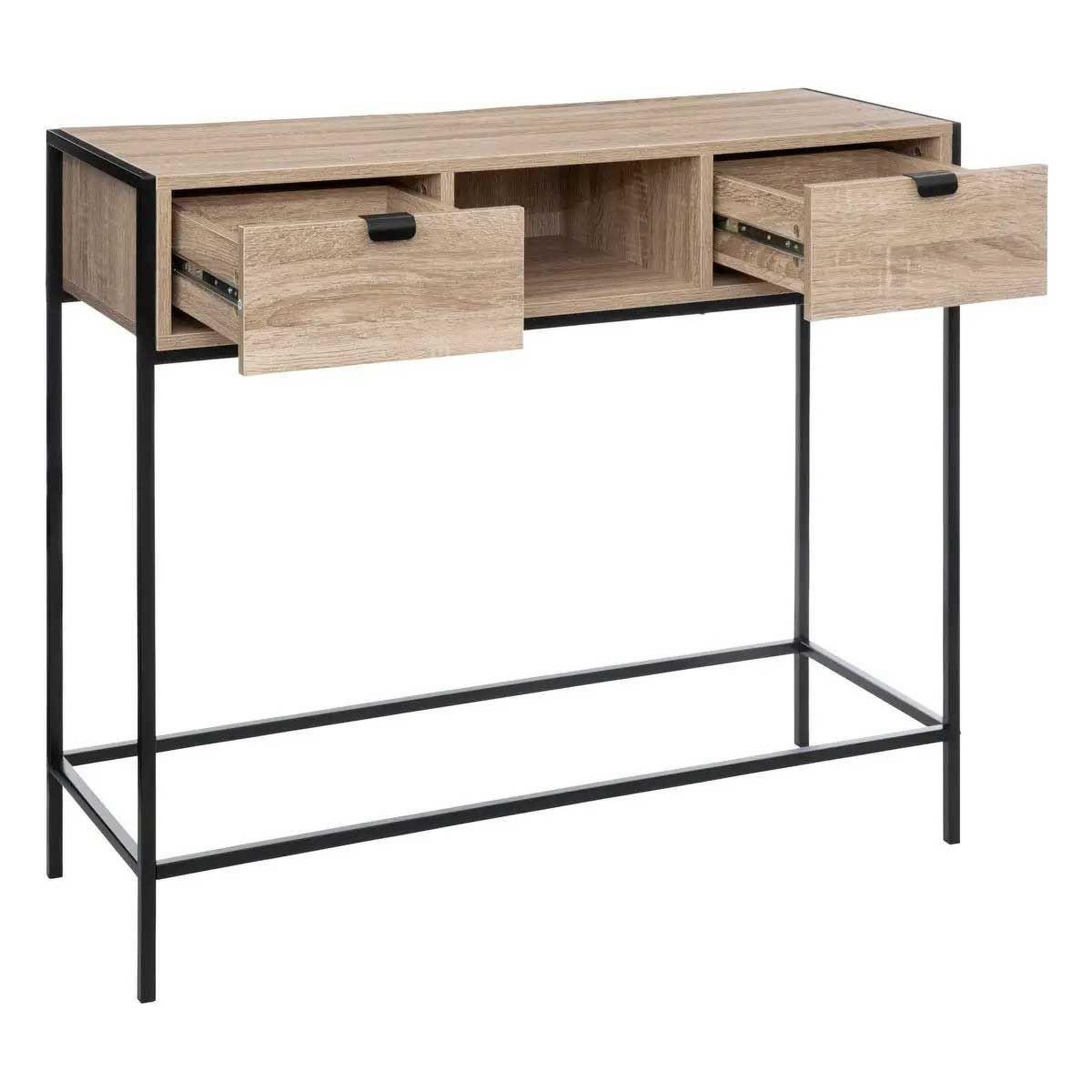 Voir la diapositive 2 : FIVE Console 2 tiroirs design  aliaj  100cm beige & noir