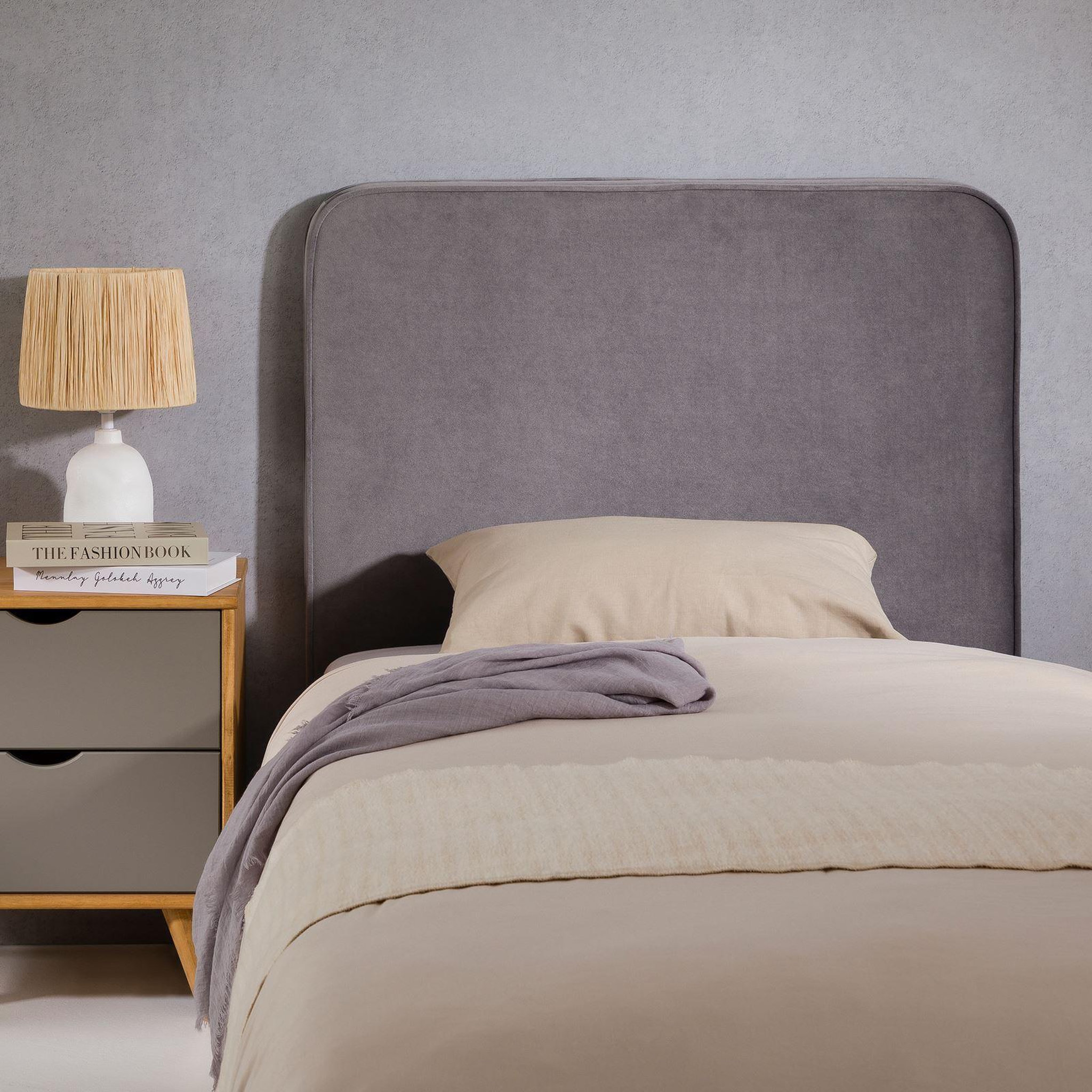 Voir la diapositive 3 : IDIMEX Tête de lit lunar 90 avec fixation murale, en tissu