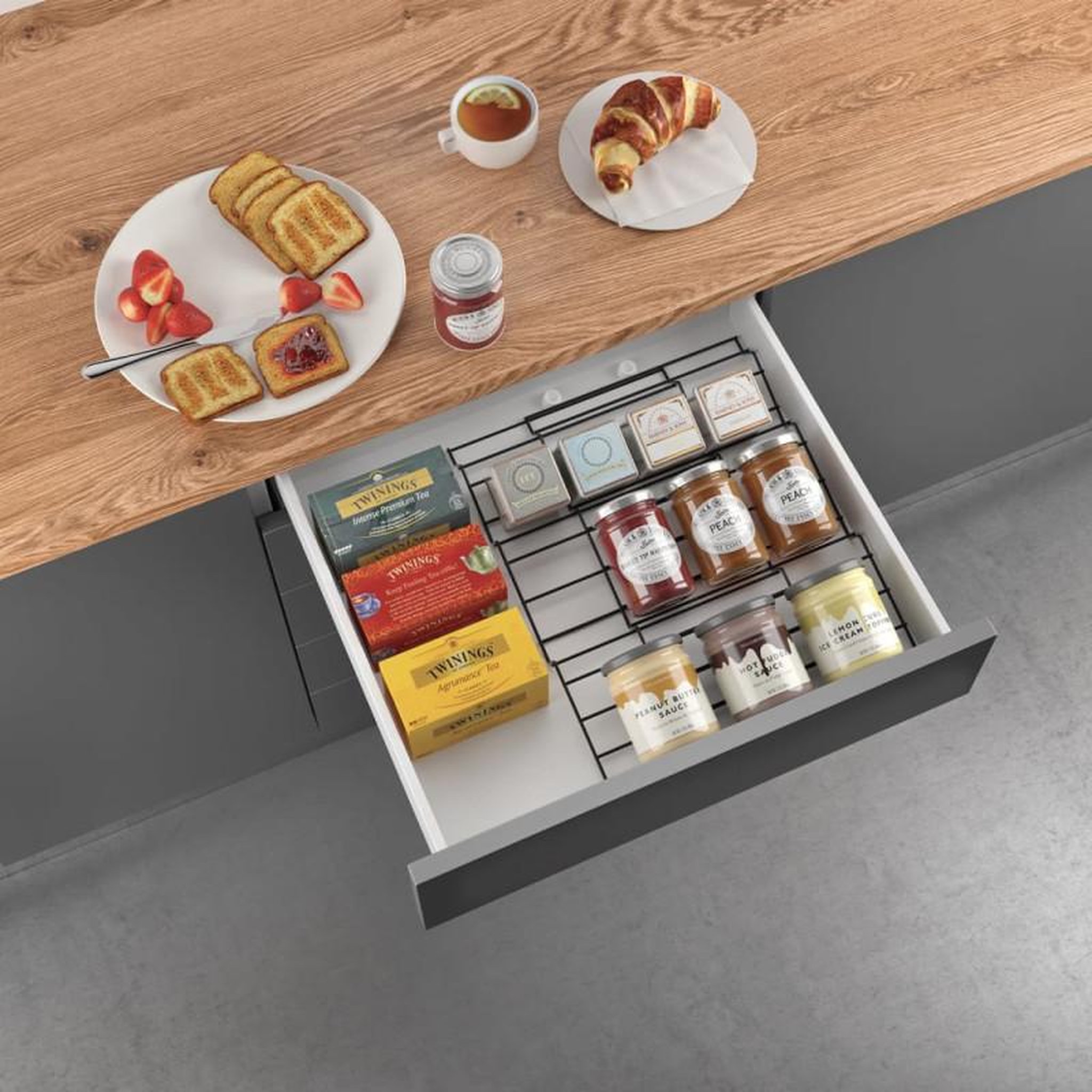 Voir la diapositive 3 : Metaltex Metaltex Étagère à épices extensible à 4 niveaux X Pand 2 pcs noir