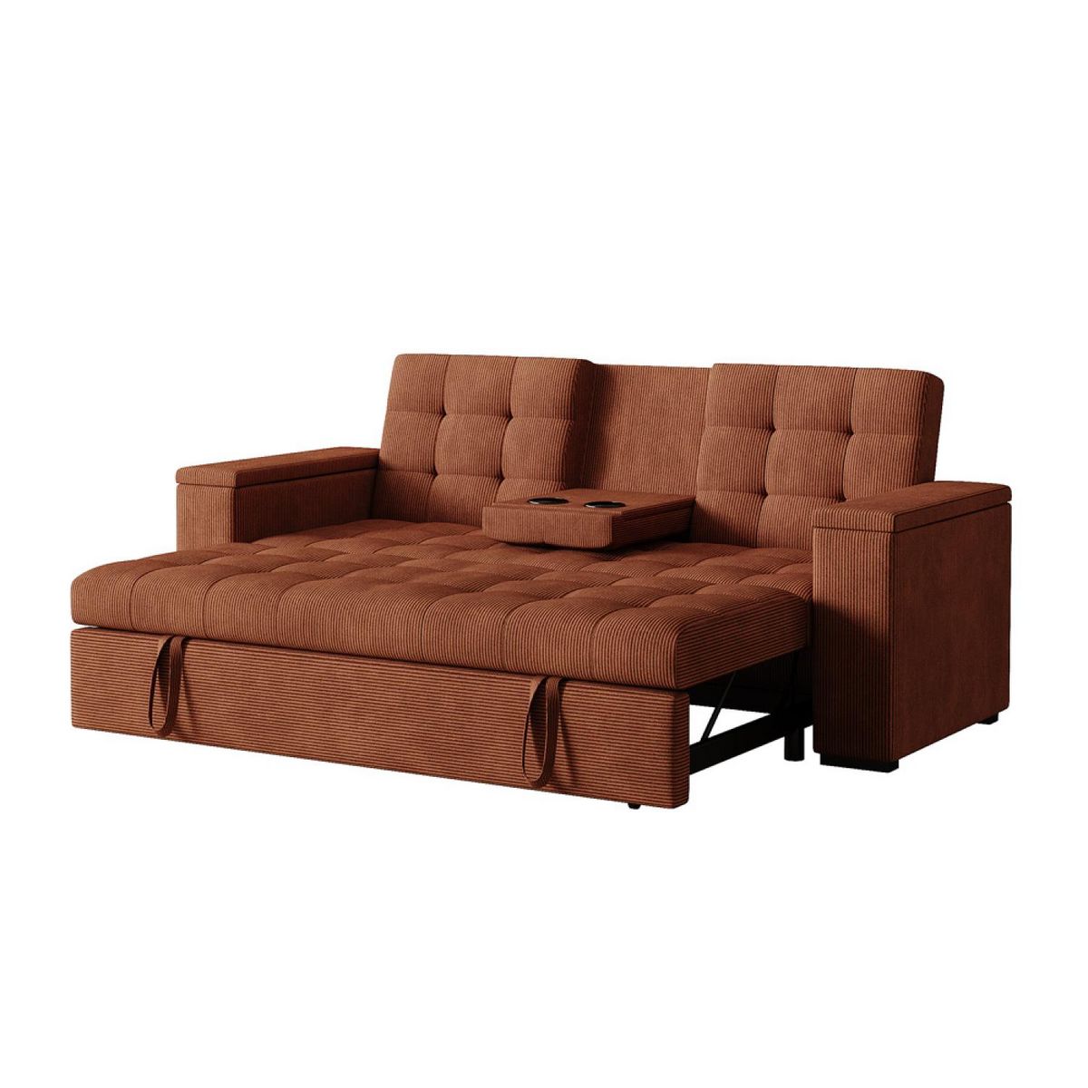 CONCEPT USINE Canapé 3 places convertibles terracotta velours côtelé NOHO