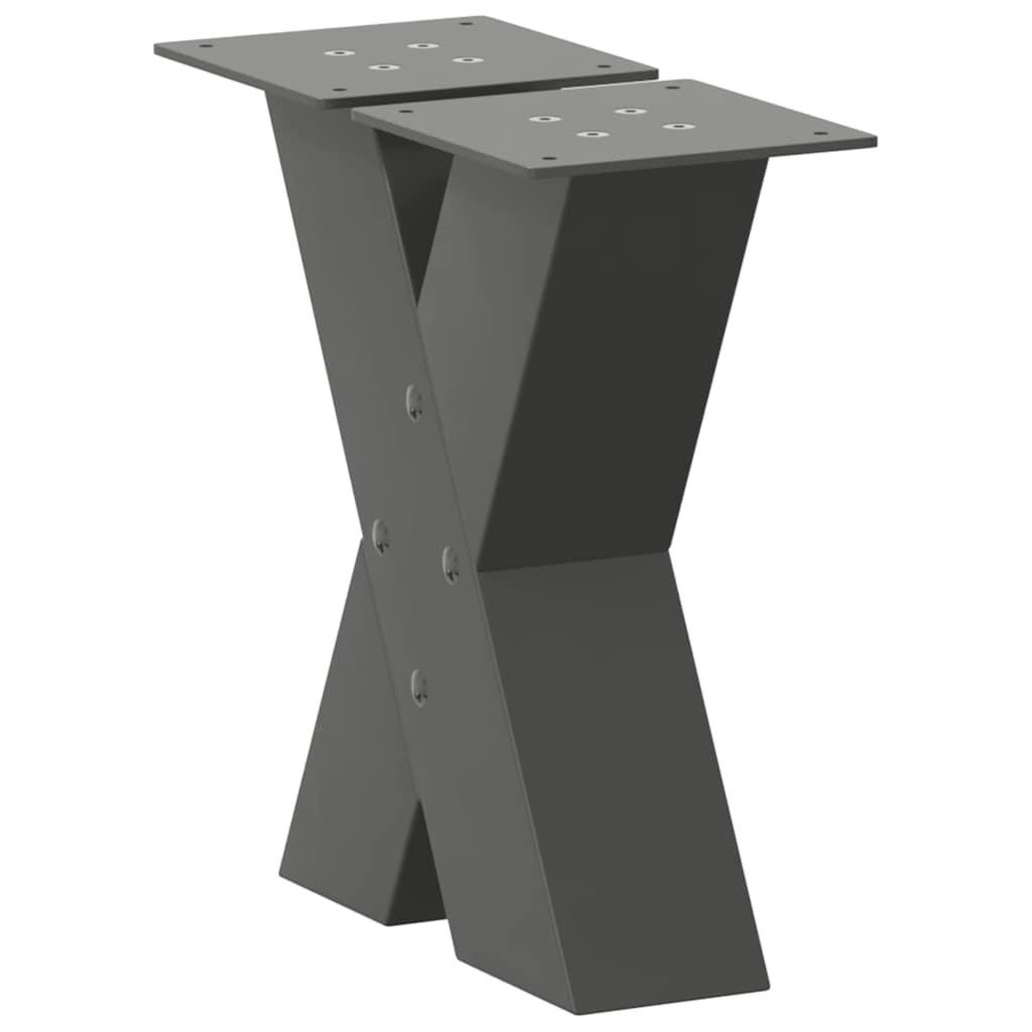 Voir la diapositive 4 : VIDAXL Pieds de table basse forme de X 2 pcs anthracite 40x(30-31) cm
