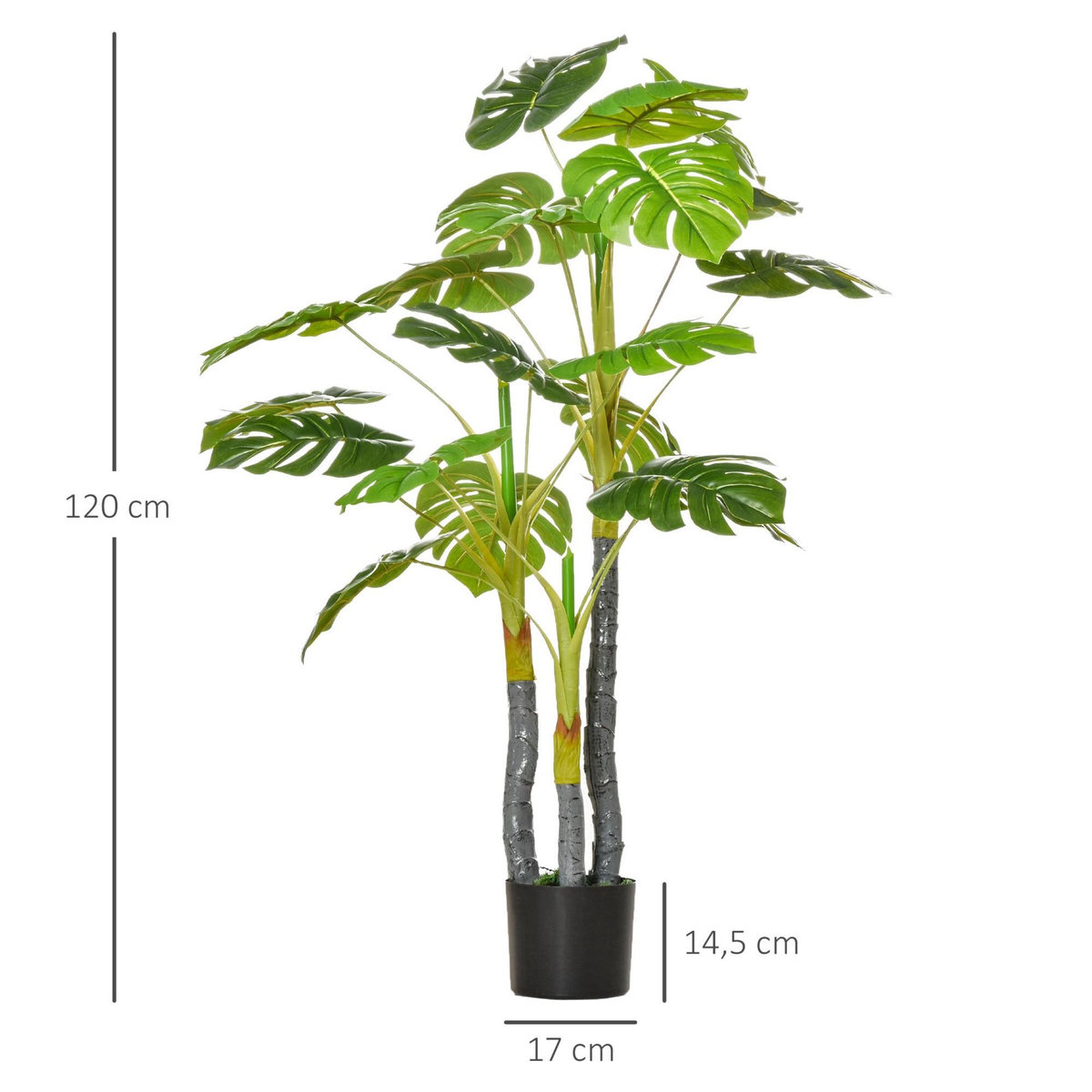 HOMCOM HOMCOM Arbre artificiel plante artificielle monstera H.1,2 m tronc branches lichen feuilles de tortue grand réalisme pot inclus