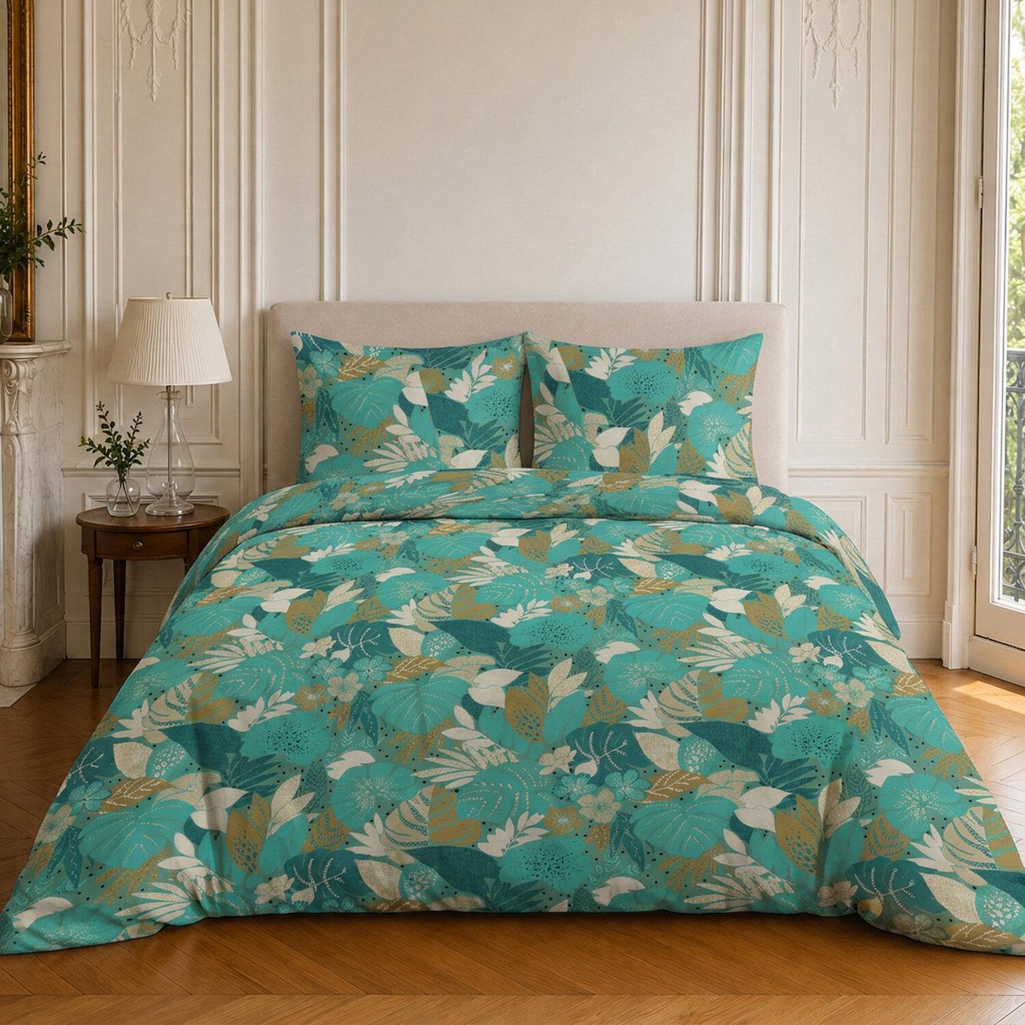 Home collection Parure housse de couette imprimée 100% microfibre - ivy - 220x240 cm