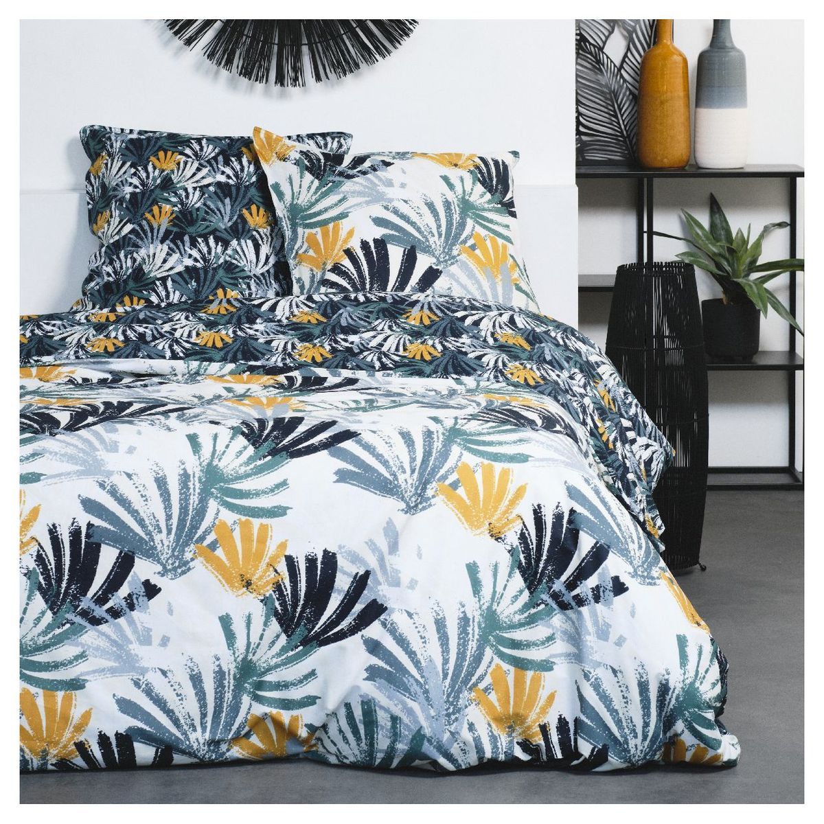 TODAY Parure housse de couette en coton imprimé Floral