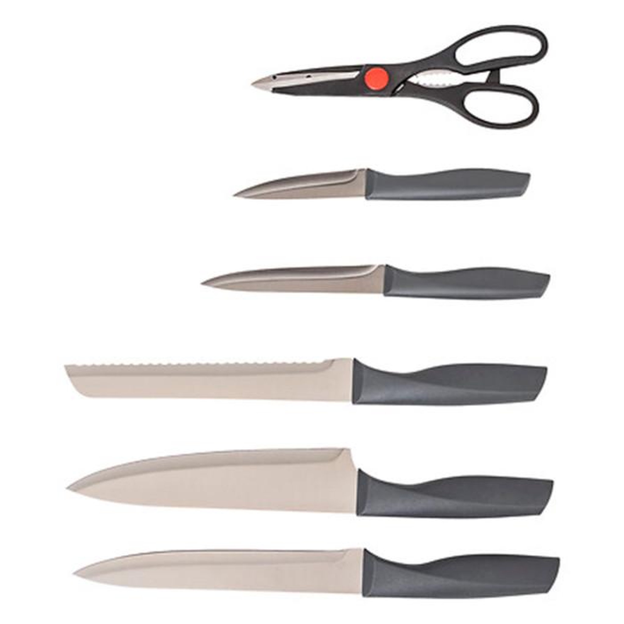Voir la diapositive 2 : FIVE Bloc 5 Couteaux Avec Ciseaux  Néo  36cm Gris