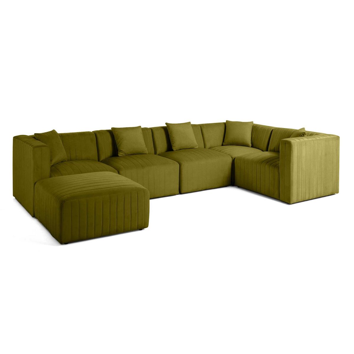 LISA DESIGN Nova - canapé modulable d'angle réversible - 6 places - avec pouf d'appoint - en velours