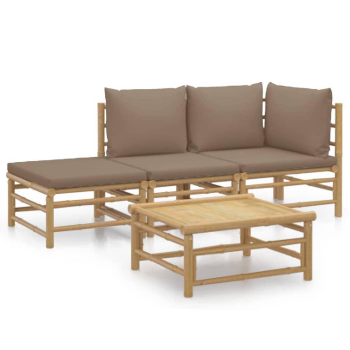 VIDAXL Salon de jardin 4 pcs avec coussins taupe bambou