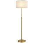 HOMCOM Lampadaire style néo-rétro métal doré abat jour lin beige H.133-168 cm réglable avec télécommande