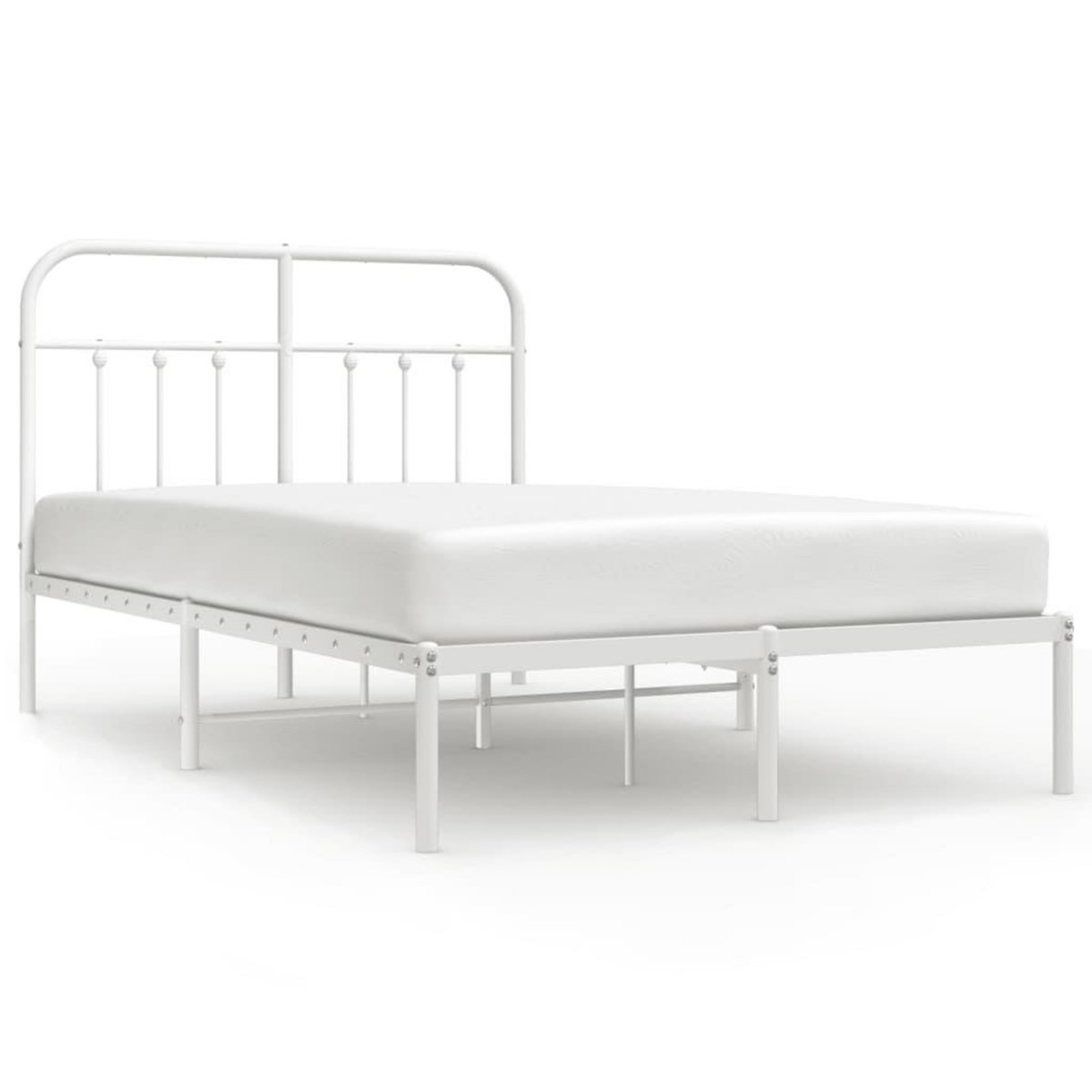 VIDAXL Cadre de lit metal sans matelas et tete de lit blanc 120x190 cm
