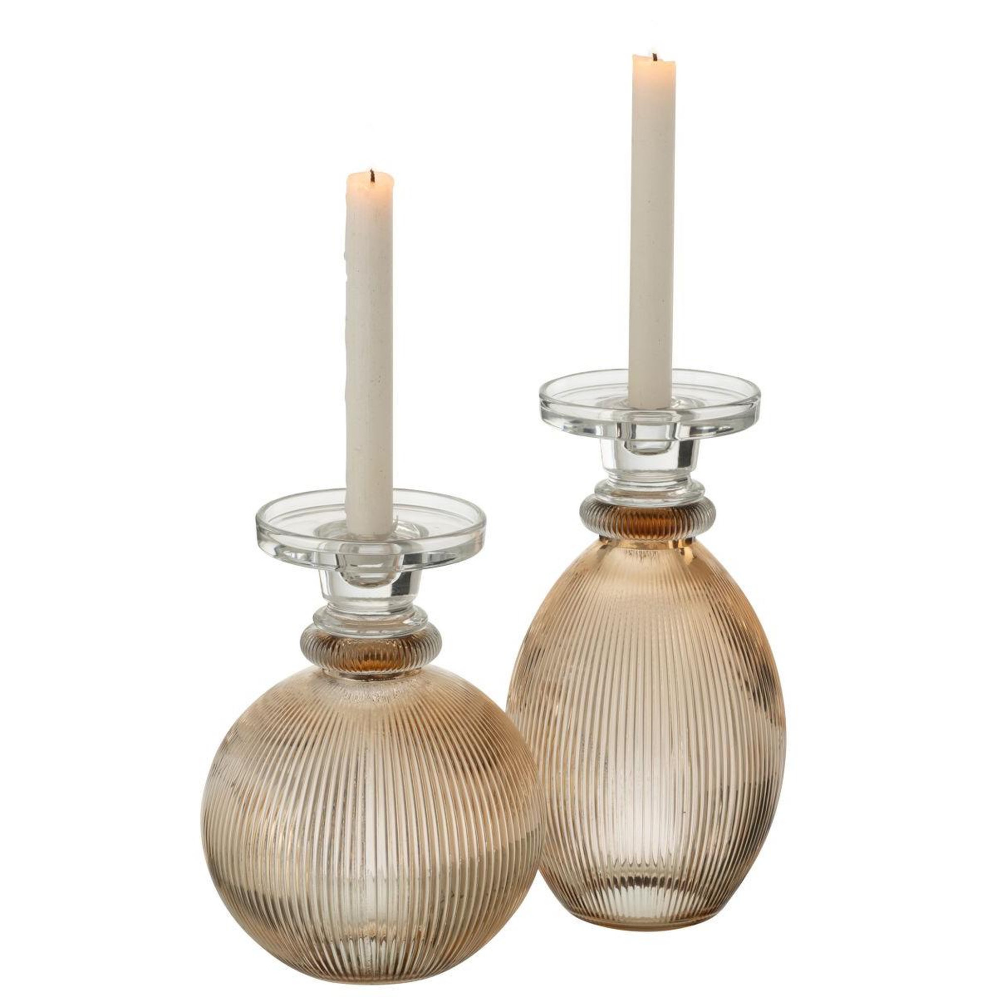 Voir la diapositive 4 : J-LINE Chandelier vase en verre  malik  28cm taupe