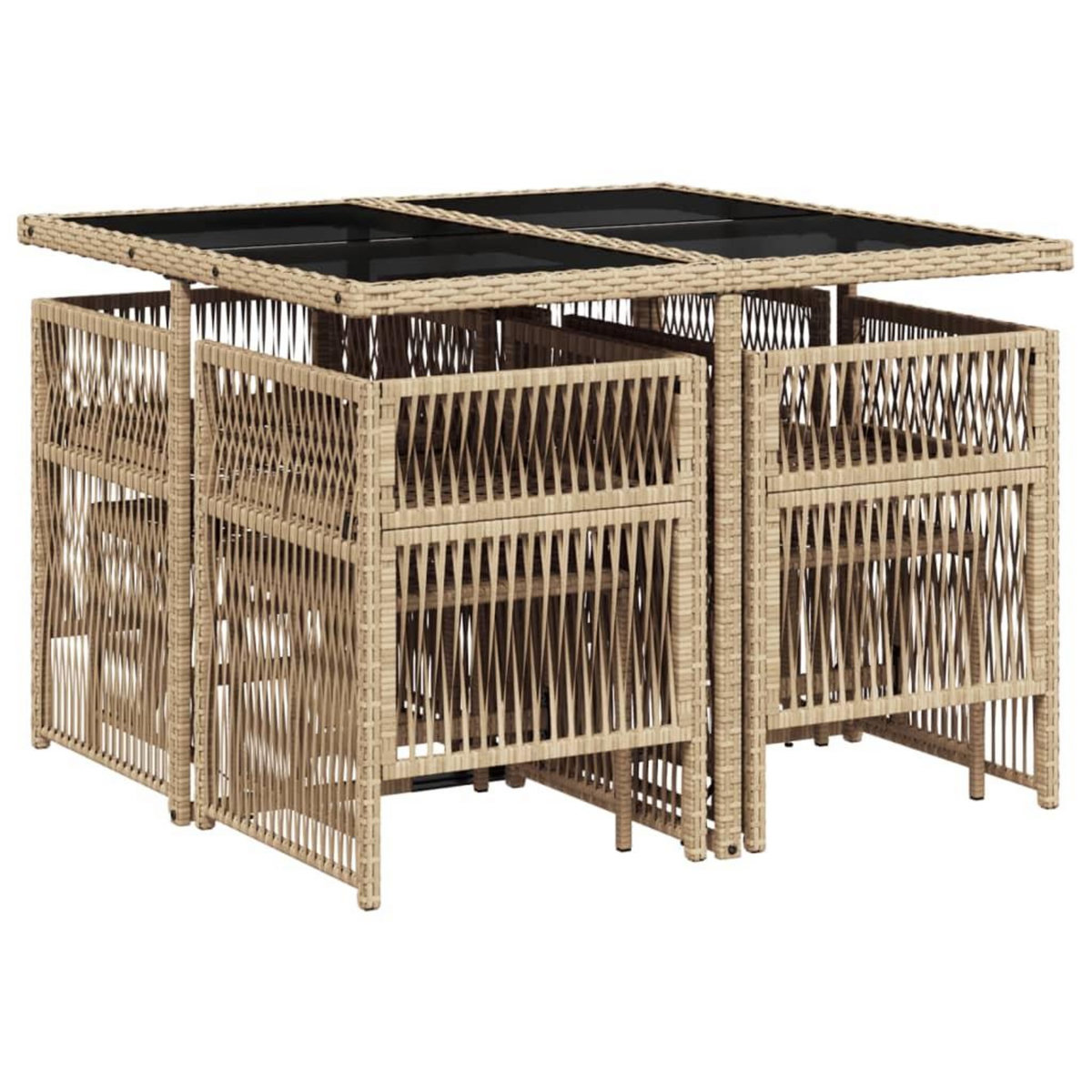 VIDAXL Ensemble a manger de jardin et coussins 9 pcs melange beige