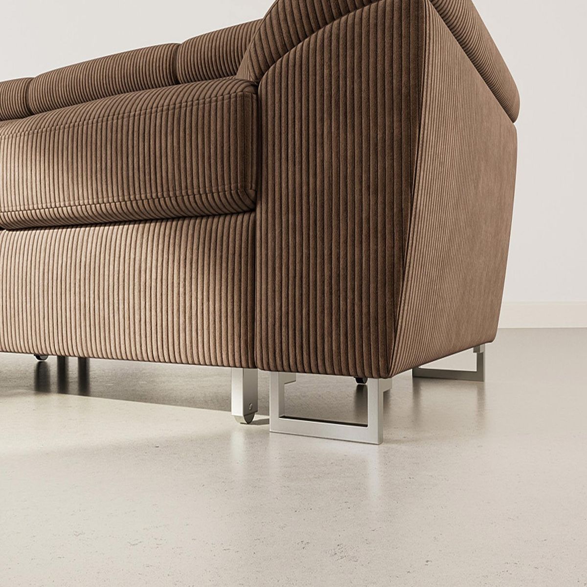 BEST MOBILIER Baoji - canapé d'angle gauche 5 places convertible avec têtières et coffre en velours côtelé