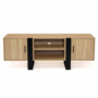 Voir la diapositive 3 : ID MARKET Meuble TV 140 cm PHOENIX 2 portes bois et noir