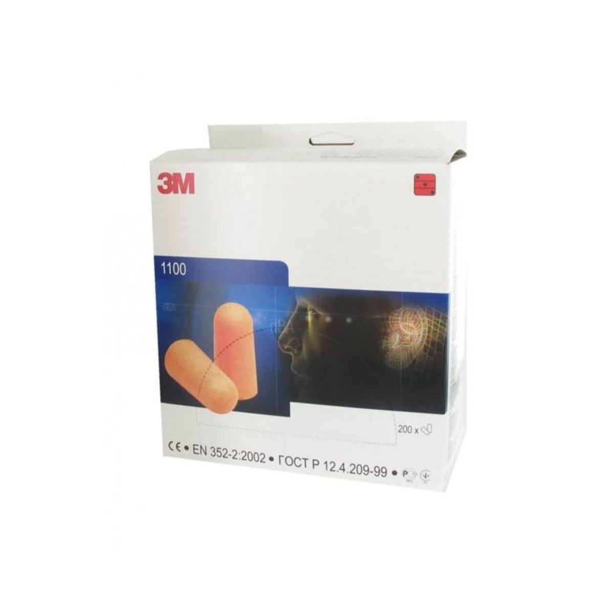 3M Boite de 200 paires de bouchons d'oreilles coniques 3M 1100