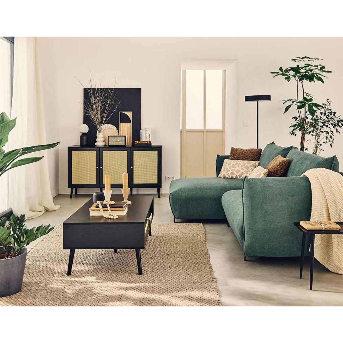 LISA DESIGN Gianni - canapé d'angle gauche 4 places convertible avec coffre en tissu