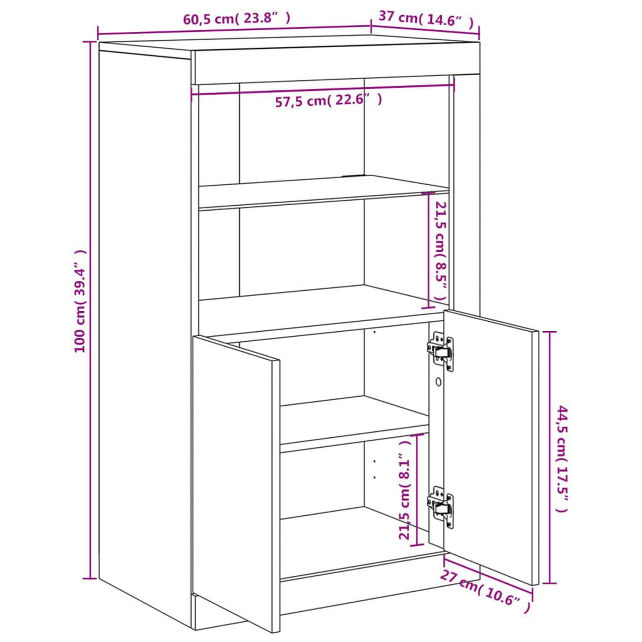Voir la diapositive 6 : VIDAXL Armoire laterale avec lumieres LED gris beton bois d'ingenierie