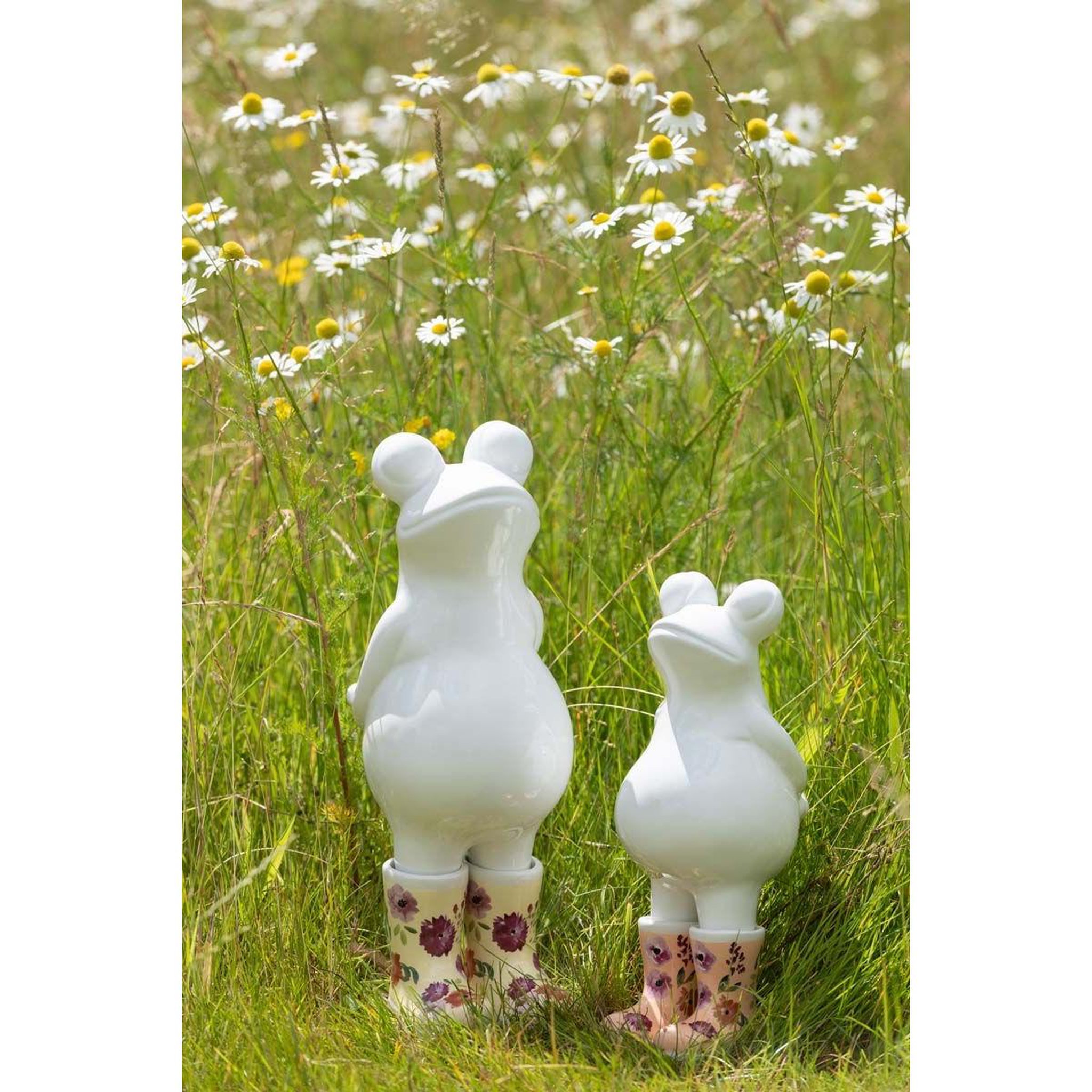 Voir la diapositive 3 : J-LINE Statuette déco  grenouille bottes  35cm blanc