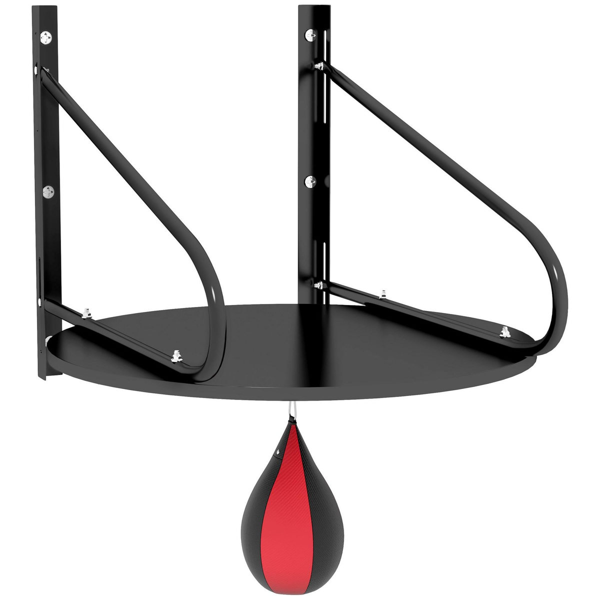 HOMCOM Punching ball poire de vitesse boxe avec support plateau tournant + pompe MDF acier revêtement synthétique rouge noir
