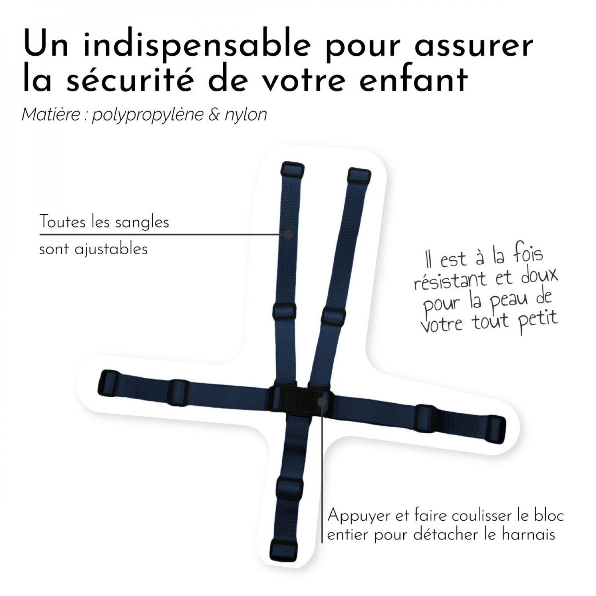 Voir la diapositive 3 : Monsieur Bébé Lot de 2 harnais de sécurité 5 points pour chaise haute enfant - Gamme Ptit