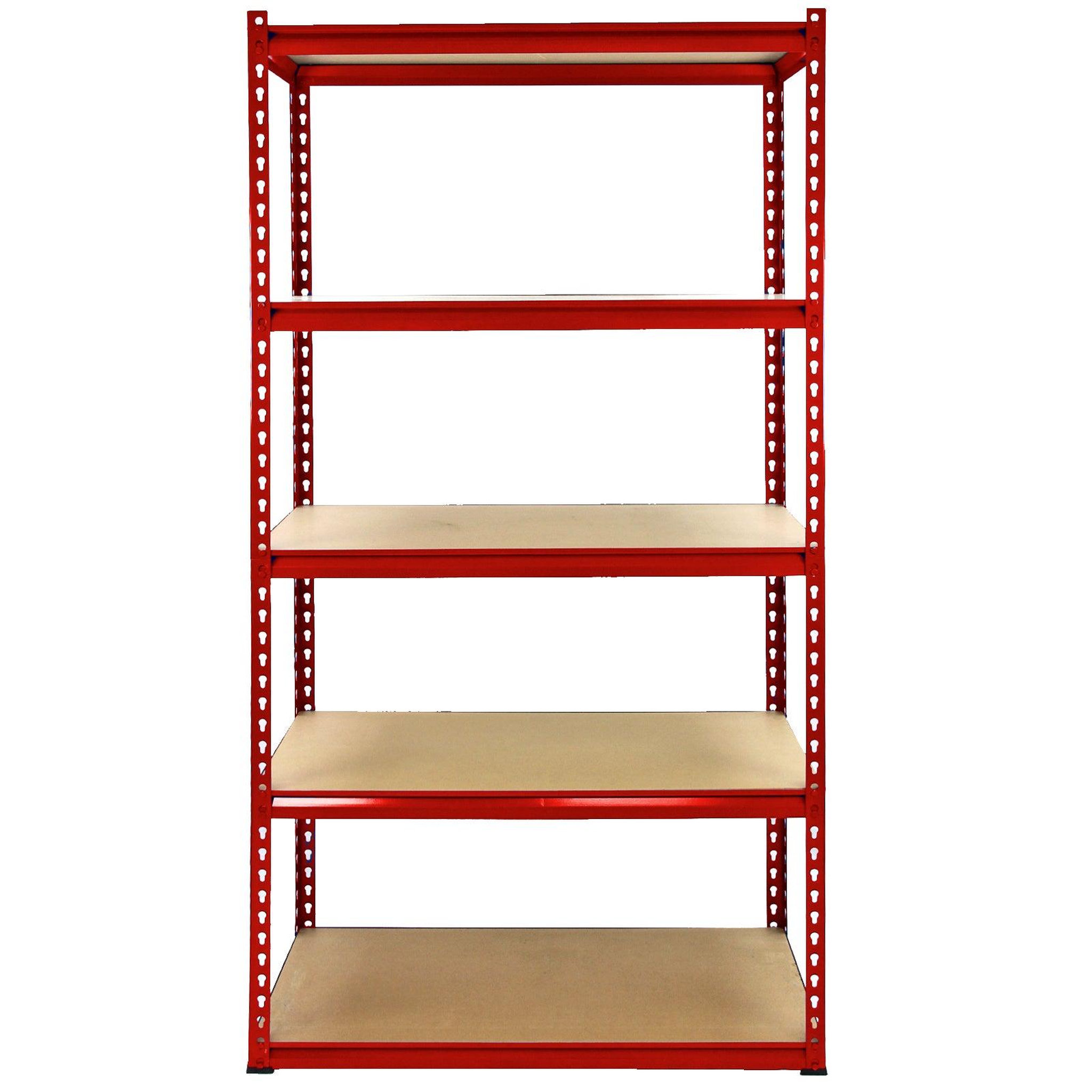 Voir la diapositive 5 : MONSTER RACKING Lot de 1 rayonnage d'angle z-rax en acier rouge & 4 rayonnages z-rax 90cm x 45cm x 183cm