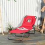 OUTSUNNY Bain de soleil pliable transat inclinable 4 positions chaise longue de lecture 3 coussins fournis rouge