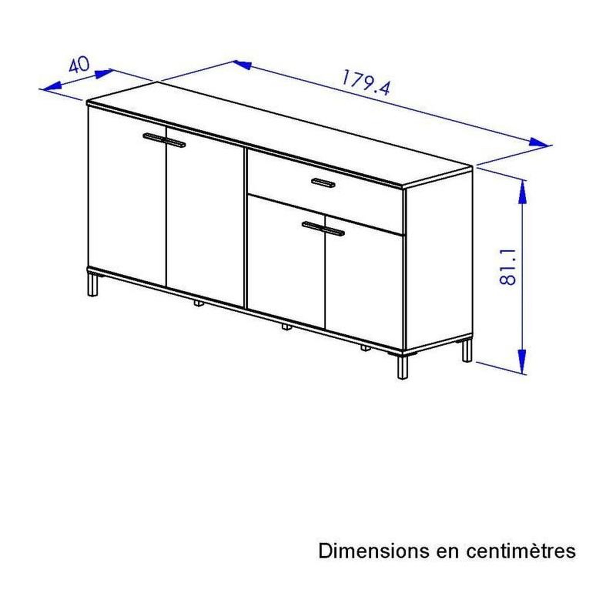 Voir la diapositive 4 : GAMI Enfilade - TRUST - Chene / Noir - 4 portes - 1 tiroir - GAMI