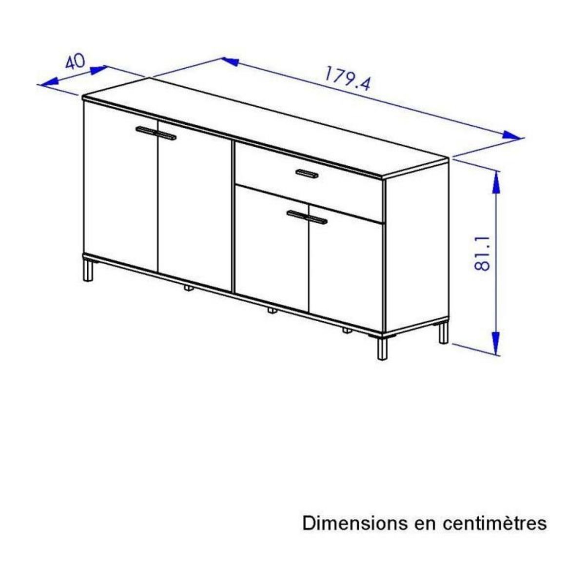 GAMI Enfilade - TRUST - Chene / Noir - 4 portes - 1 tiroir - GAMI