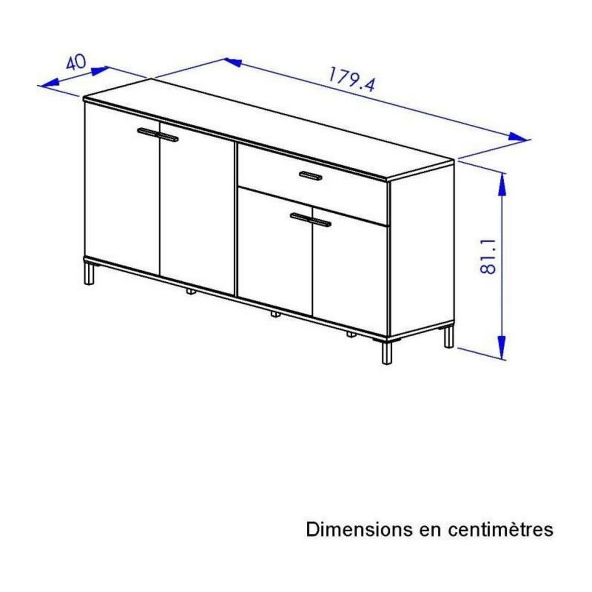 GAMI Enfilade - TRUST - Chene / Noir - 4 portes - 1 tiroir - GAMI