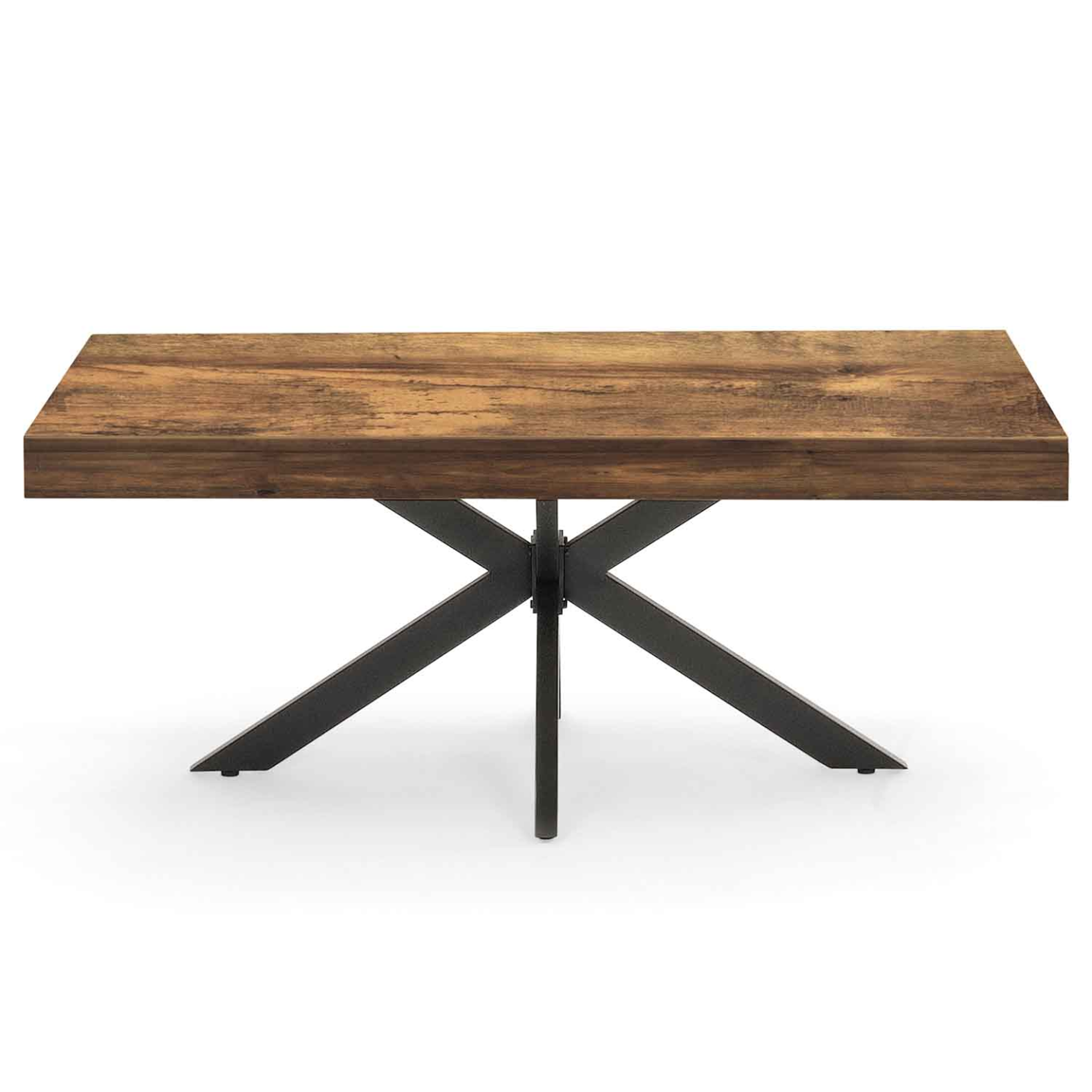 Voir la diapositive 3 : ID MARKET Table basse rectangulaire alix 110 cm pied araignée bois foncé effet vieilli et noir