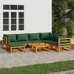 VIDAXL Salon de jardin 8 pcs avec coussins vert bois massif