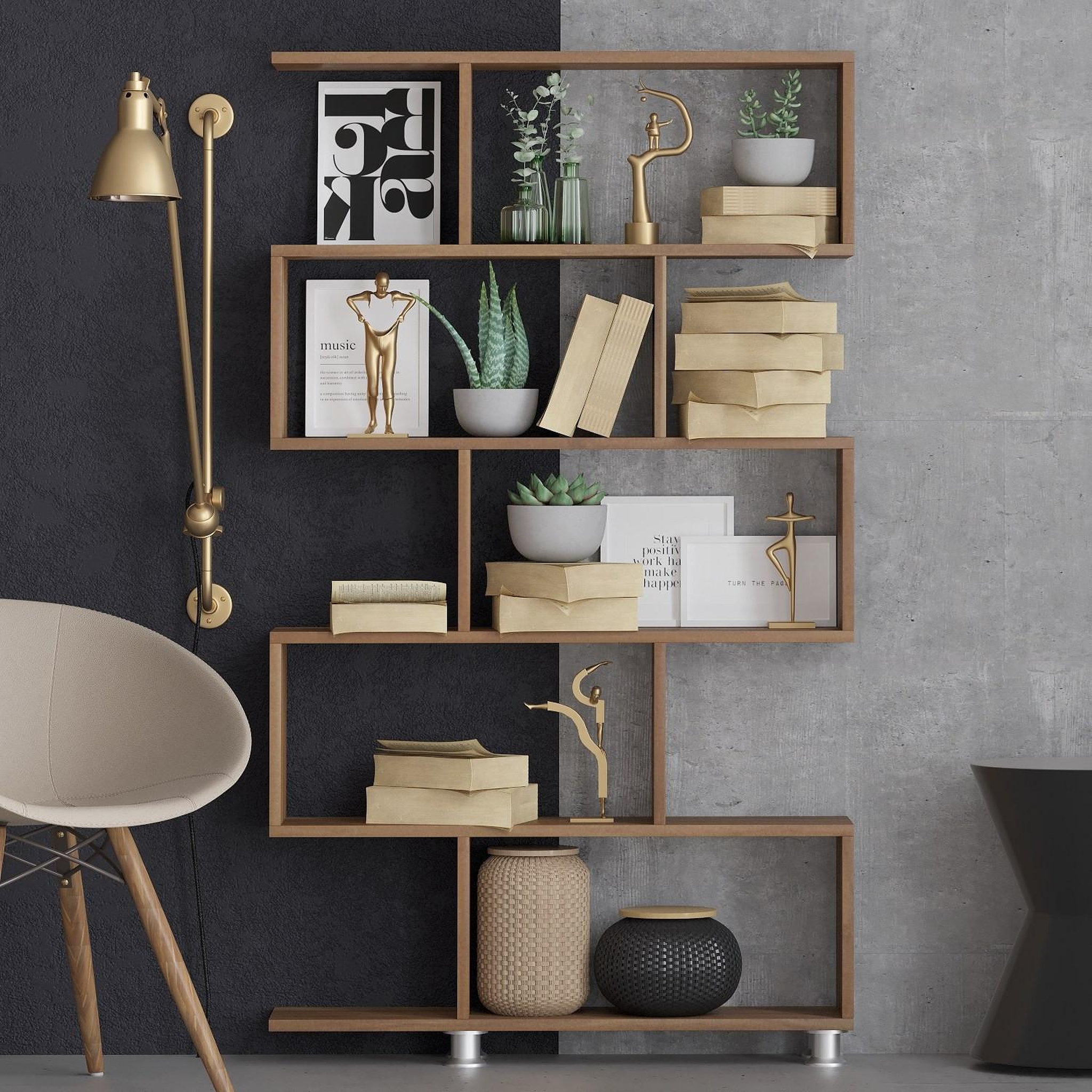 Voir la diapositive 2 : Habitat et Jardin Bibliothèque en bois  nilüfer  - 90 x 20 x 156 cm - marron