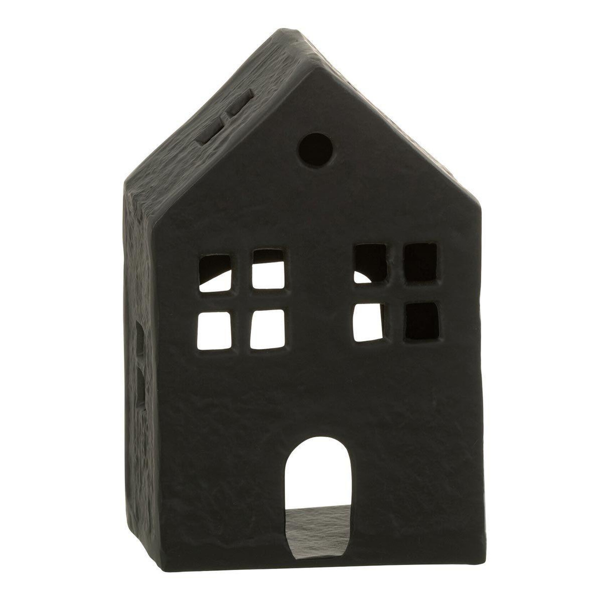 J-LINE Bougeoir déco 1 bougie  maison  19cm noir