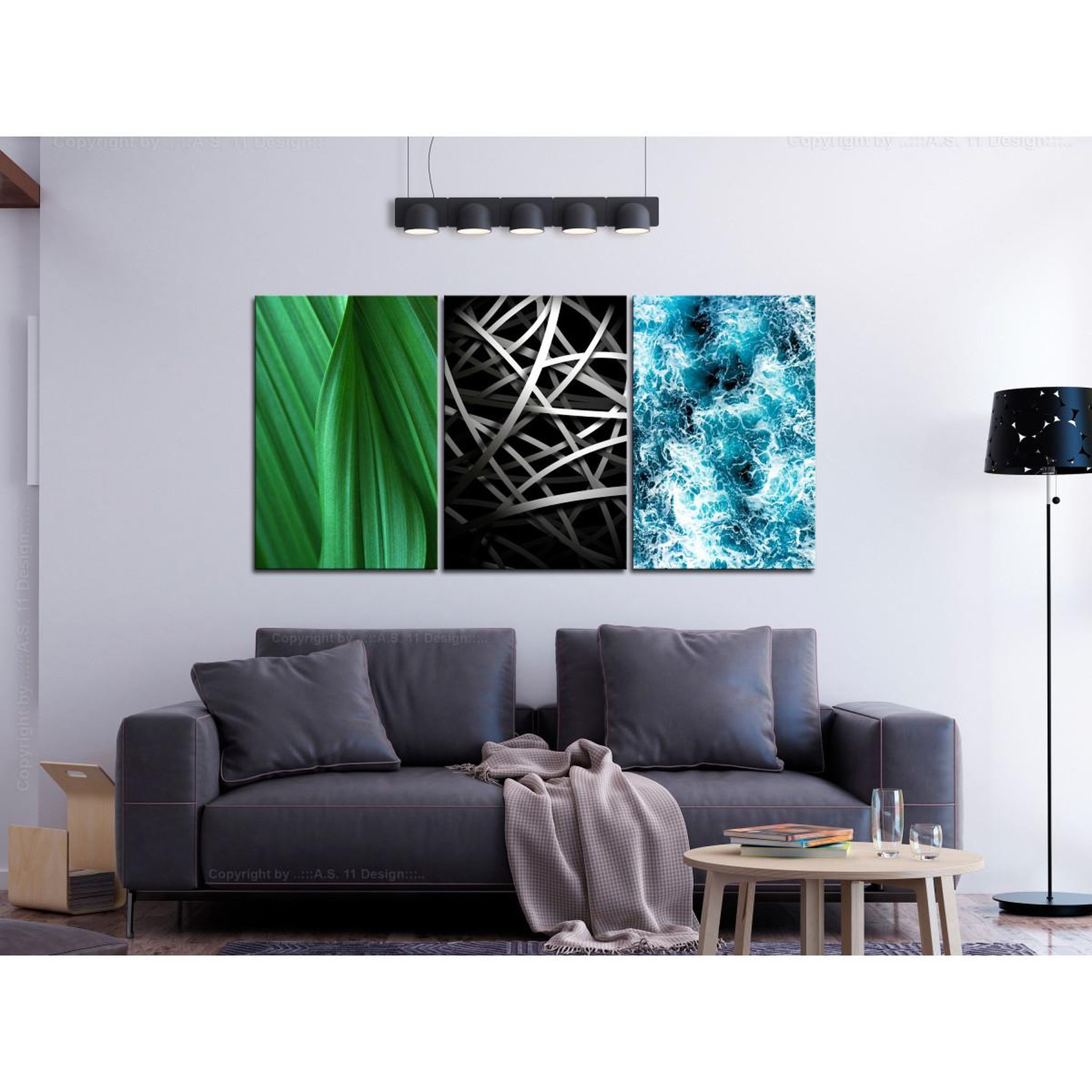 Voir la diapositive 2 : Paris Prix Tableau imprimé  structures in nature 3 panneaux  60x120cm