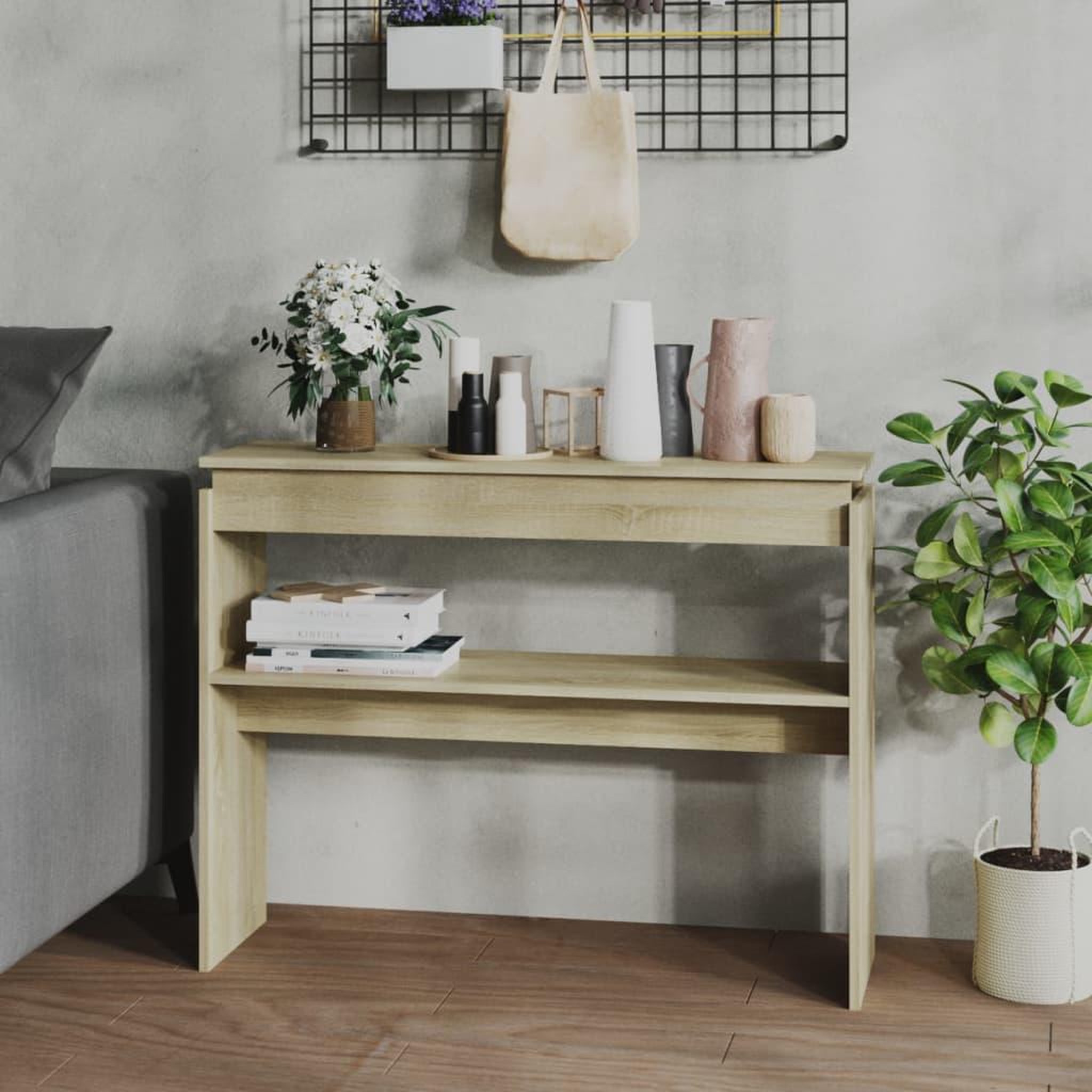 VIDAXL Table console chene sonoma 102x30x80 cm bois d'ingenierie
