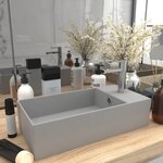 VIDAXL Lavabo de salle de bain avec trop-plein Ceramique Gris clair