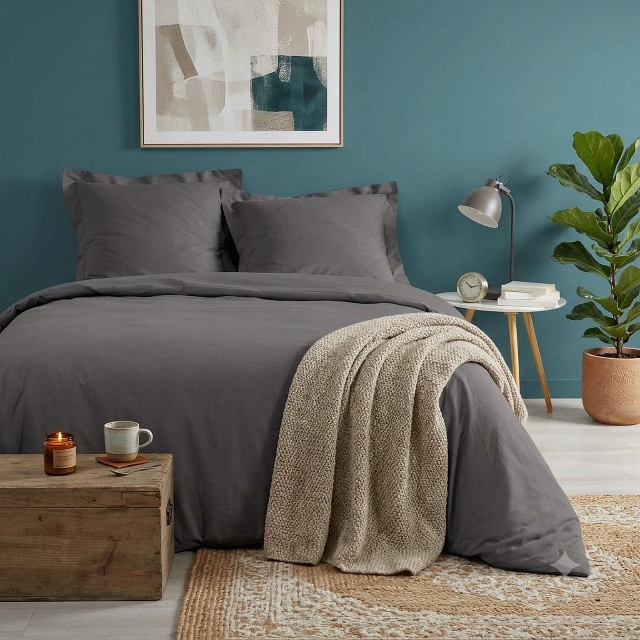 Voir la diapositive 2 : Eden Housse de couette percale 240 x 260 cm percalines anthracite