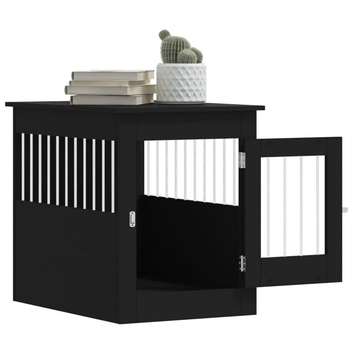 VIDAXL Meuble de cage pour chiens noir 55x80x68 cm bois d'ingenierie