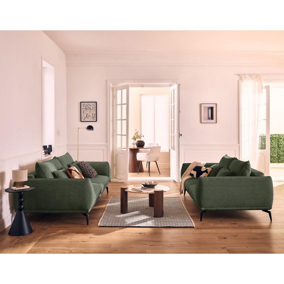 LISA DESIGN Arica - canapé droit 3 places convertible en tissu texturé