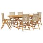 Voir la diapositive 2 : VIDAXL Ensemble a manger de jardin 7 pcs beige rotin et bois massif