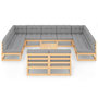 Voir la diapositive 3 : VIDAXL Salon de jardin 12 pcs avec coussins Bois de pin massif