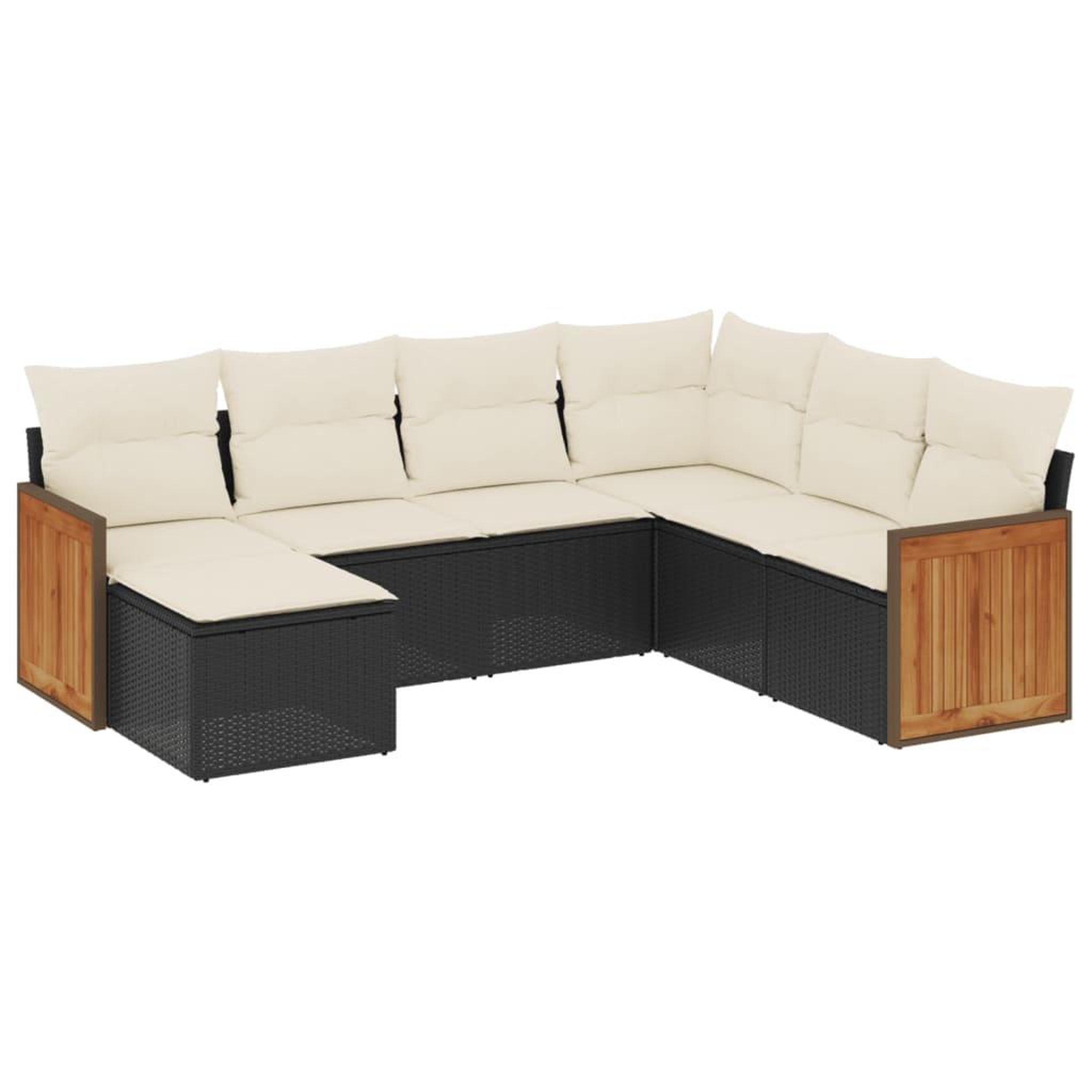 Voir la diapositive 2 : VIDAXL Salon de jardin 7 pcs avec coussins noir resine tressee