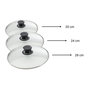 Voir la diapositive 3 : ELO Set de 3 couvercles de cuisson en verre 20 cm 24 cm et 28 cm Elo