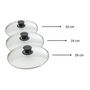 Voir la diapositive 3 : ELO Set de 3 couvercles de cuisson en verre 20 cm 24 cm et 28 cm Elo